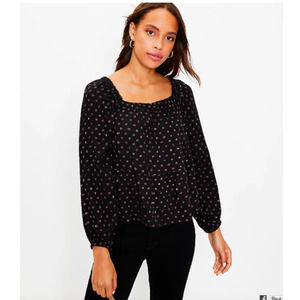Loft Shimmer Dot Square Neck Peplum Blouse XS NWT